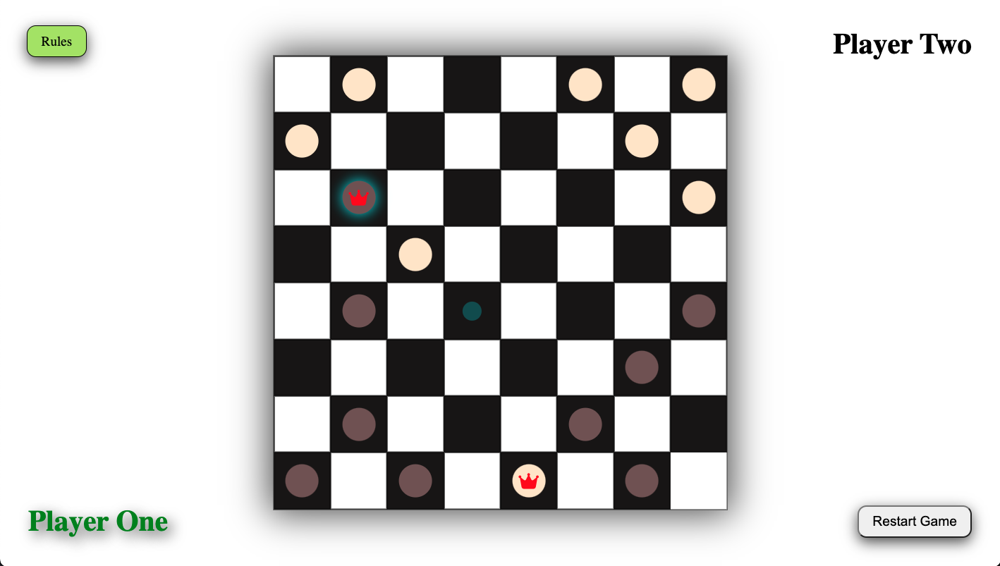 screenshot of checkers app